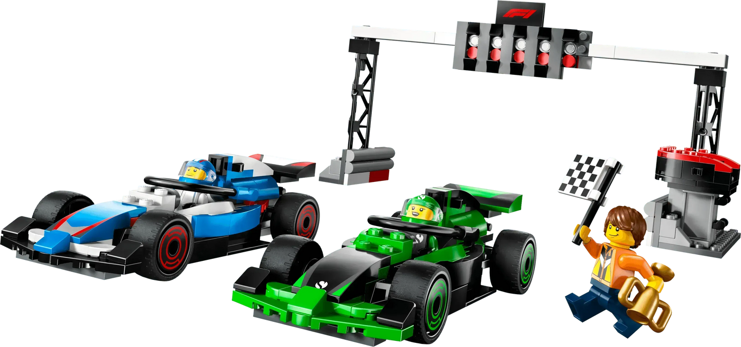 LEGO F1 Startlinie mit VCARB- und Sauber-Formel-1-Autos 60474 City