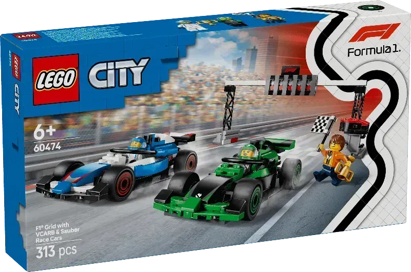 LEGO F1 Startlinie mit VCARB- und Sauber-Formel-1-Autos 60474 City