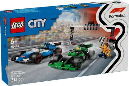 LEGO F1 Startlinie mit VCARB- und Sauber-Formel-1-Autos 60474 City