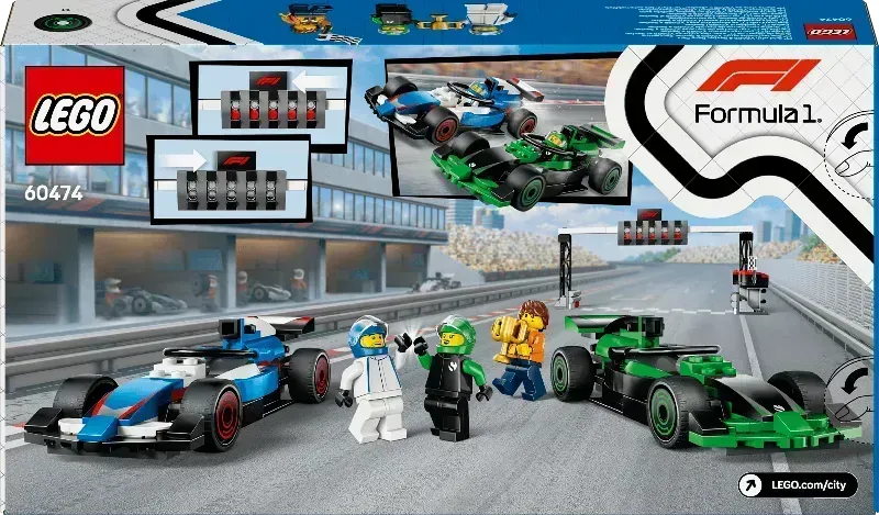 LEGO F1 Startlinie mit VCARB- und Sauber-Formel-1-Autos 60474 City