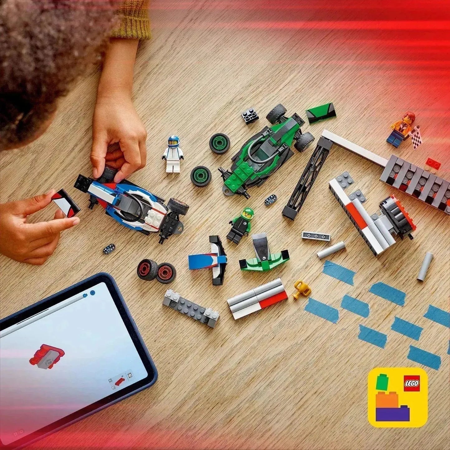 LEGO F1 Startlinie mit VCARB- und Sauber-Formel-1-Autos 60474 City